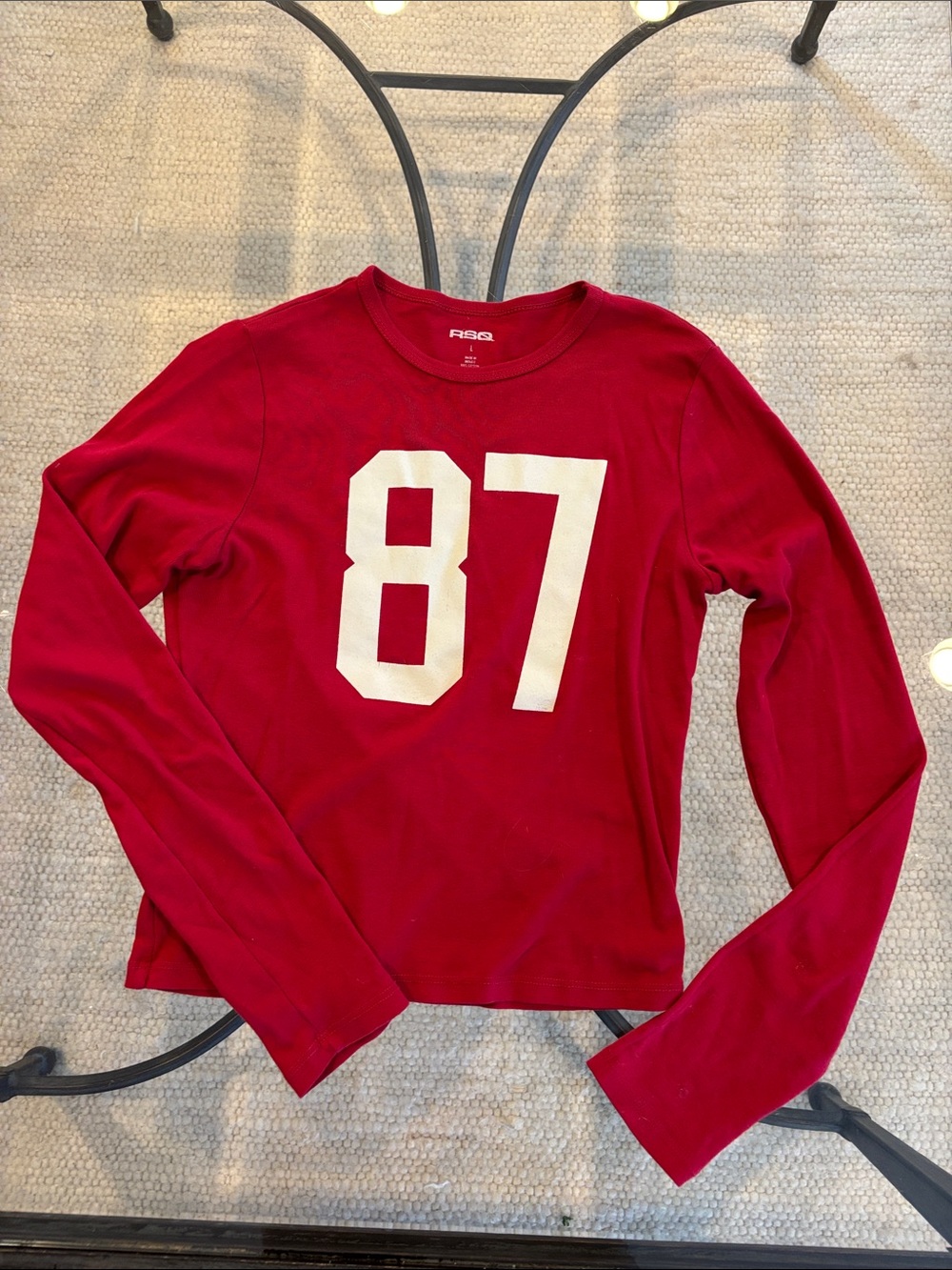 RSQ Red Crewneck Tee with White Graphic